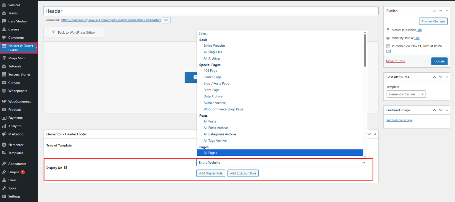 Footer Builder in Elementor!