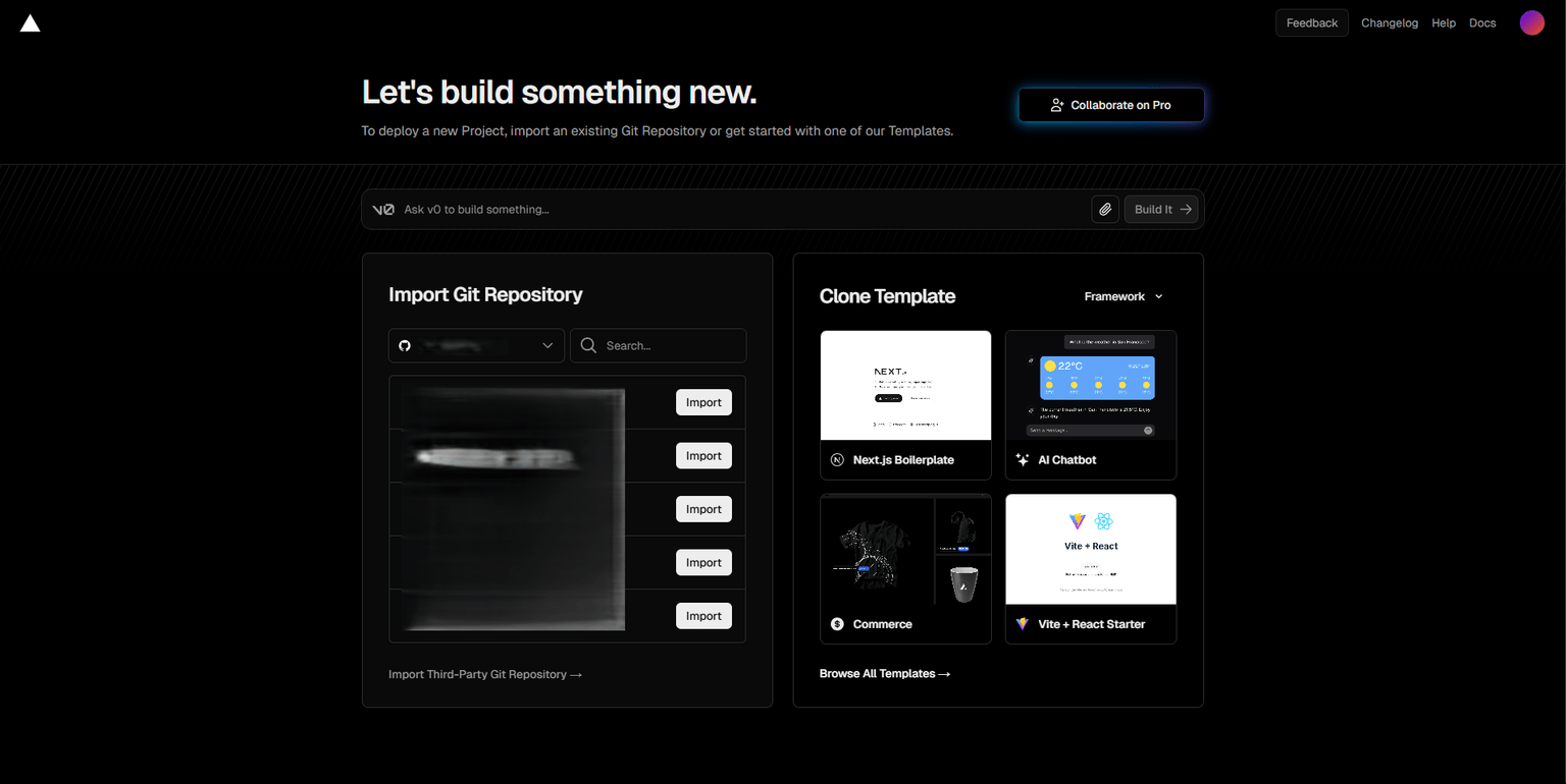 Import repository into Vercel