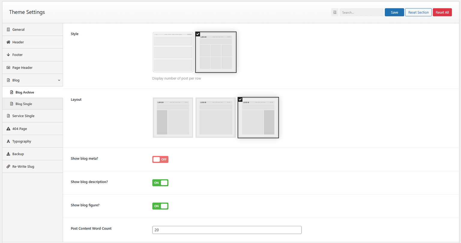 Blog Archive Settings