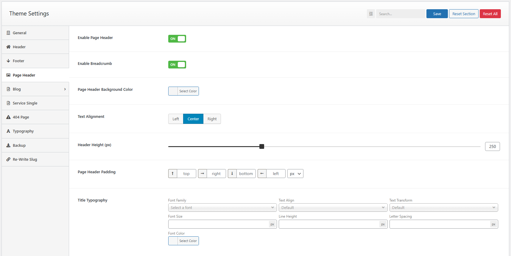 Page Header Settings Page Header Settings!