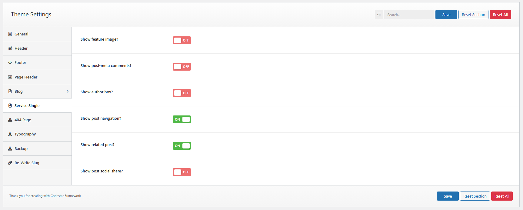 Service Single Settings Service Single Settings!